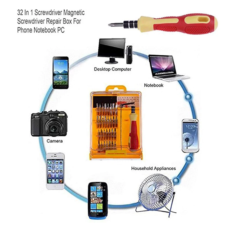 1 Набор 32 в 1 Набор Микро Карманный прецизионный отвертка набор Магнитная отвертка для ремонта сотового телефона