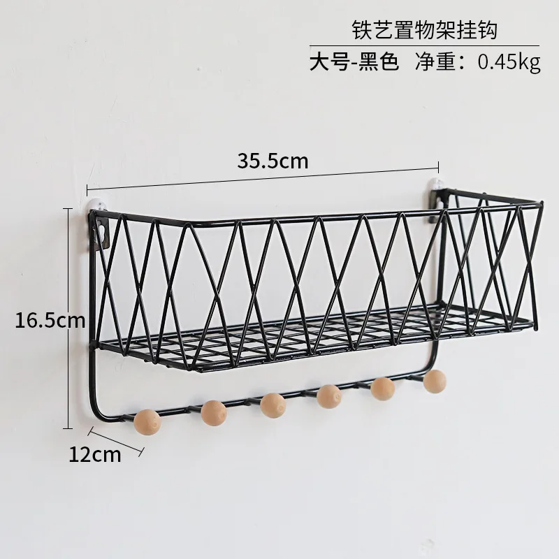 Железная художественная вешалка в скандинавском стиле для подвесных ключей, шляп и пальто, фиксатор для ключей, настенный держатель, может использоваться в качестве настенного органайзера, крюк - Цвет: Black Big size