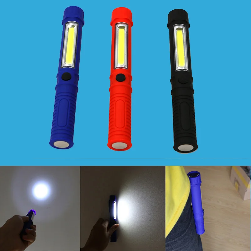 

Super Bright COB LED Inspection Work Light Mini Pen Multifunction Hand Torch Flashlight Pen Lamp AAA Battery