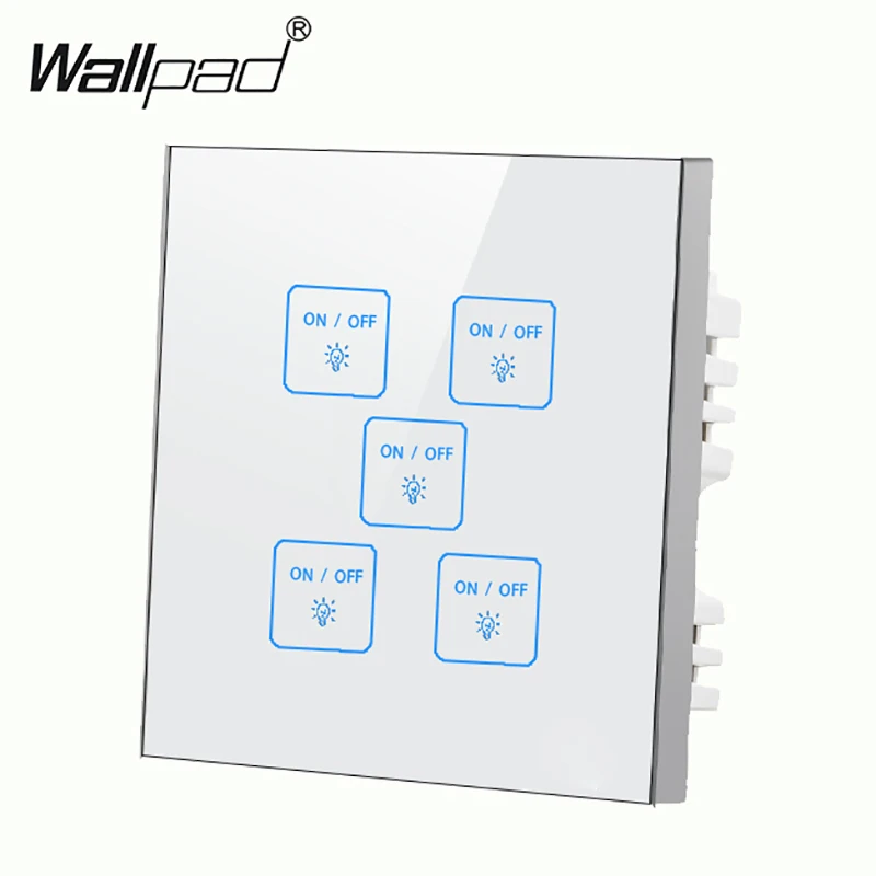 Высококачественный 5 банд 1 способ водонепроницаемый белый DIY сенсорный светильник настенный переключатель Настройка светодиодный умный сенсорный экран переключатель - Цвет: Белый