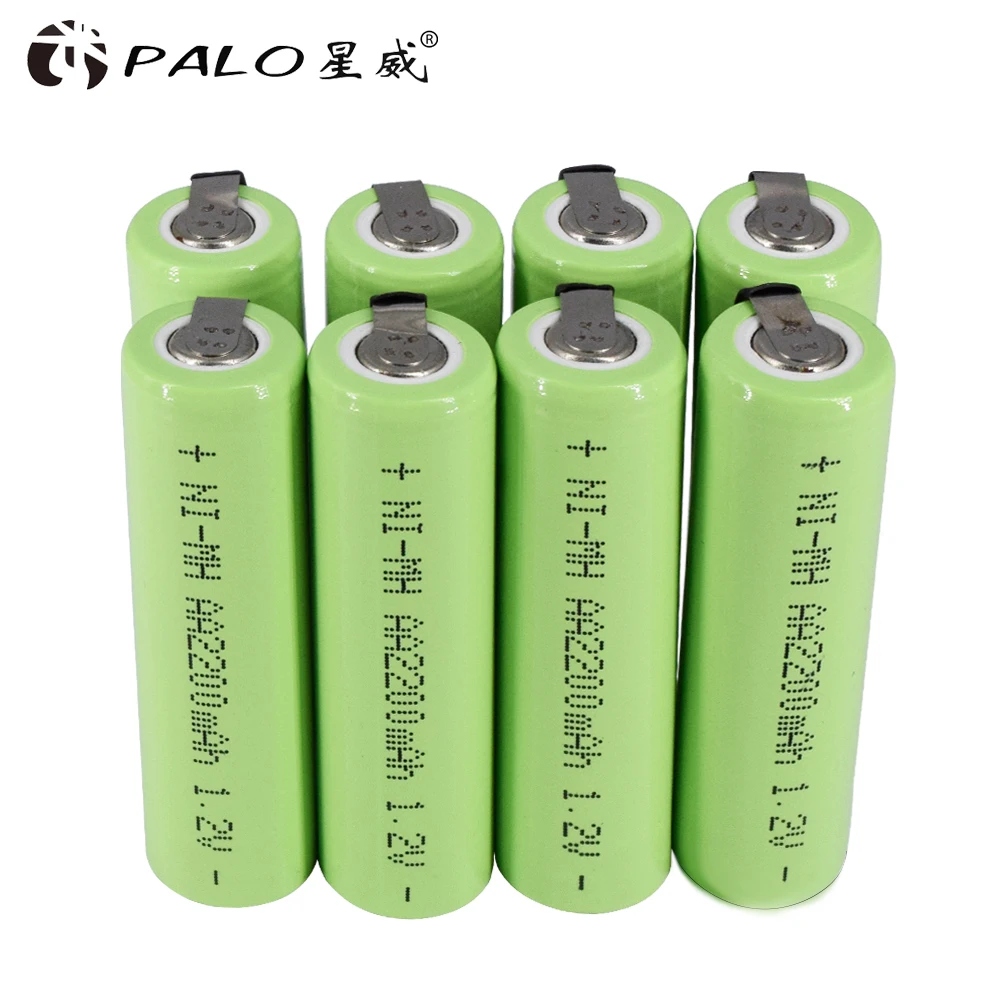 

PALO 2200mah 1.2V Ni-Mh AA Rechargeable Battery+With Welding Tabs 1.2V Battery For Philips Electric Shaver Razor Toothbrush