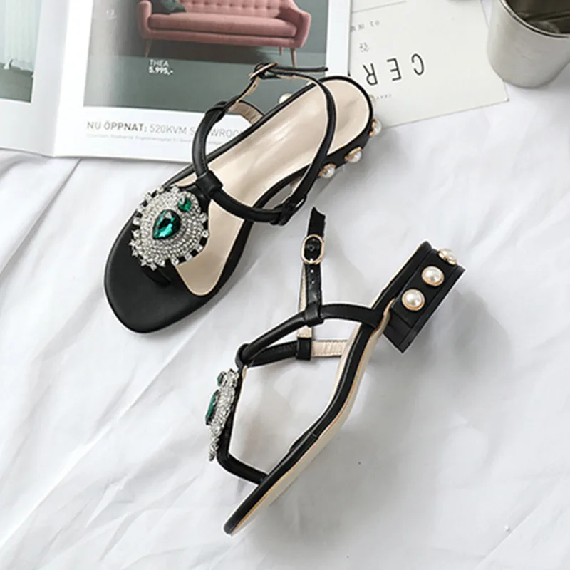 Chaussures femme ete 2018 Стразы цепи стринги сандалии с кристаллами de verano para mujer Белый