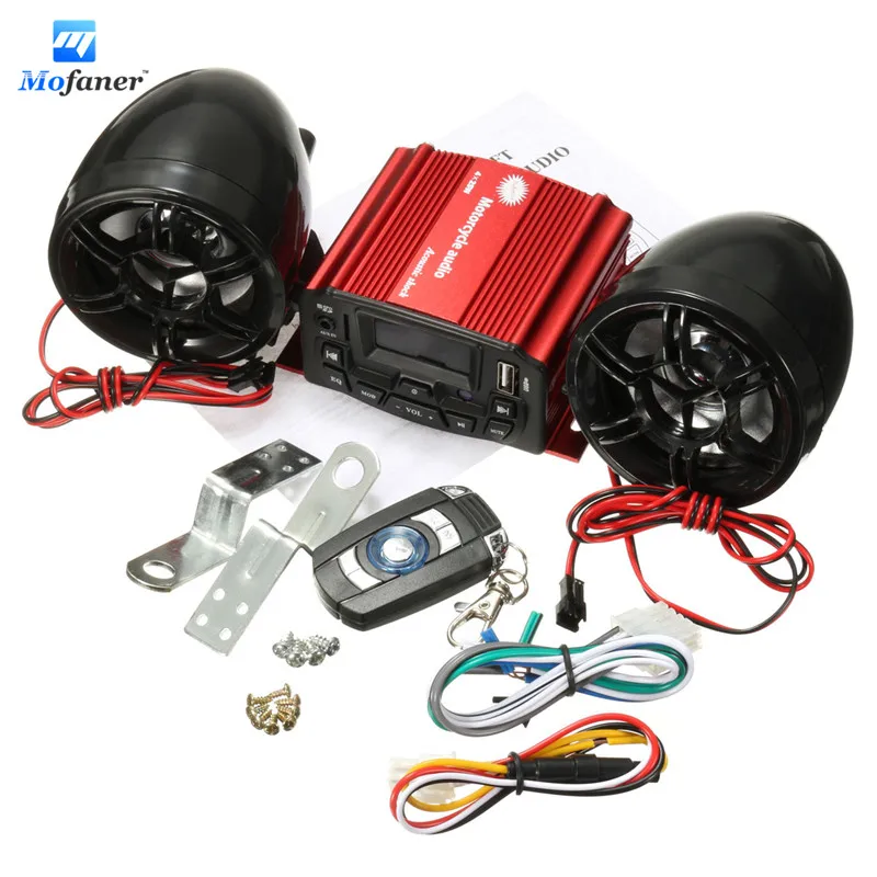 

Mofaner Universal Motorcycle Audio Remote Control Speaker Suit Sound System SD USB MP3