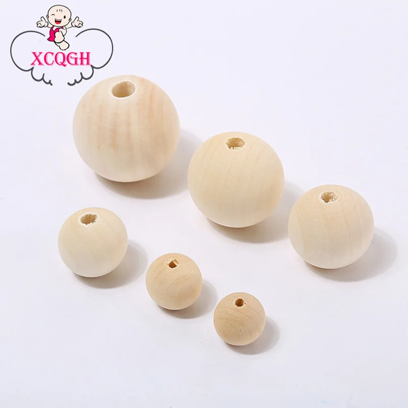 

10mm 14mm 16mm 20mm Round Loose Wood Teether Beads DIY Wooden Teething Necklace Wood Beads For Baby Teether 100PCS