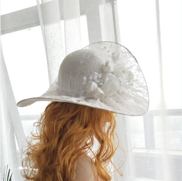 White Lace Wedding Hats Vintage Style 