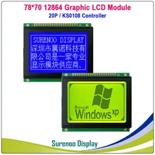 78X70 мм 12864 Графический Matrix ЖК-дисплей модуль Экран дисплея встроенный KS0108 контроллер желтый и зеленый цвета синий ЖК-дисплей с светодиодный Подсветка