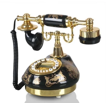 

Black rustic ceramic telephone vintage antique telephone/Redial Caller ID