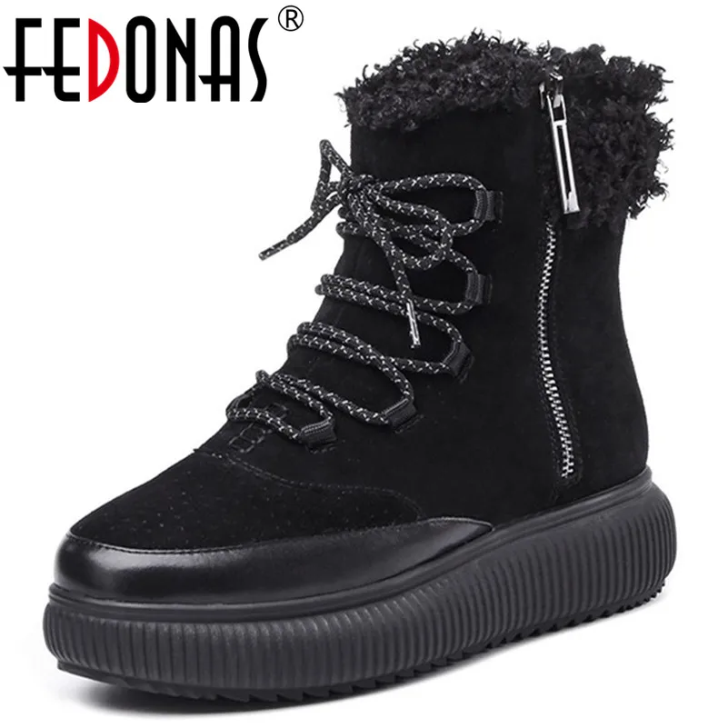 

FEDONAS New Women Platforms Ankle Boots Fashion High Quality Round Toe Winter Snow Boots Short Ladies Martin Boots Boots Woman