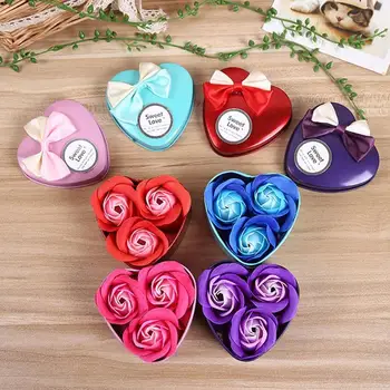 

Cute Scented Flower Soap Rose with Heart Shape Box Romantic Valentine's Day Gift