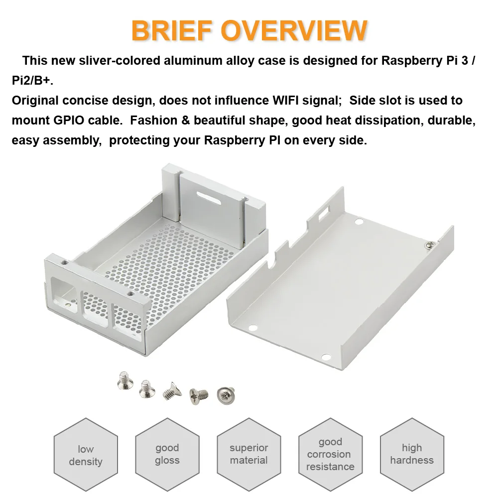 Алюминиевый Чехол Raspberry Pi 3, серебристый металлический чехол для RPI 3, Модель B, совместимый с Raspberry Pi 2, Модель B