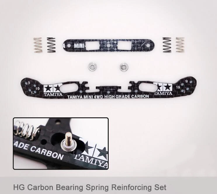 Koop Gratis Verzending 1 Set HG Koolstofvezel Lager Lente Versterkende platen Voor Tamiya Mini 4WD Racewagen Model 95257 Spare onderdelen