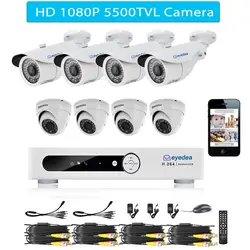 В России эйедея 8 CH HDMI DVR 1080P 2.0MP 5500TVL детектор движения светодиодный ночного видения Открытый телефон вид камера видеонаблюдения системы