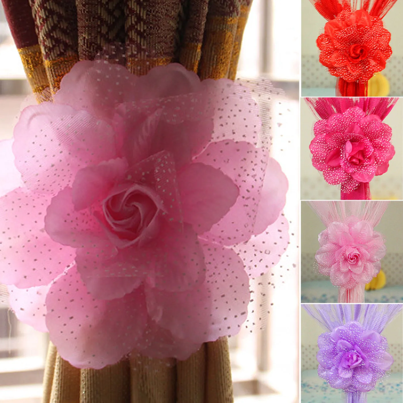 

1PC Flowers Curtain Clip Best Peony Flower Curtain Clip-on Tie Backs Holdback Tieback Holder Panel For Living Room Bedroom 2018