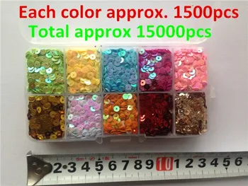 

Hot New 10 colors/set 4mm Flat Round Loose Sequins Paillettes Sewing Wedding Craft Kids DIY Accessories With Lattice Box