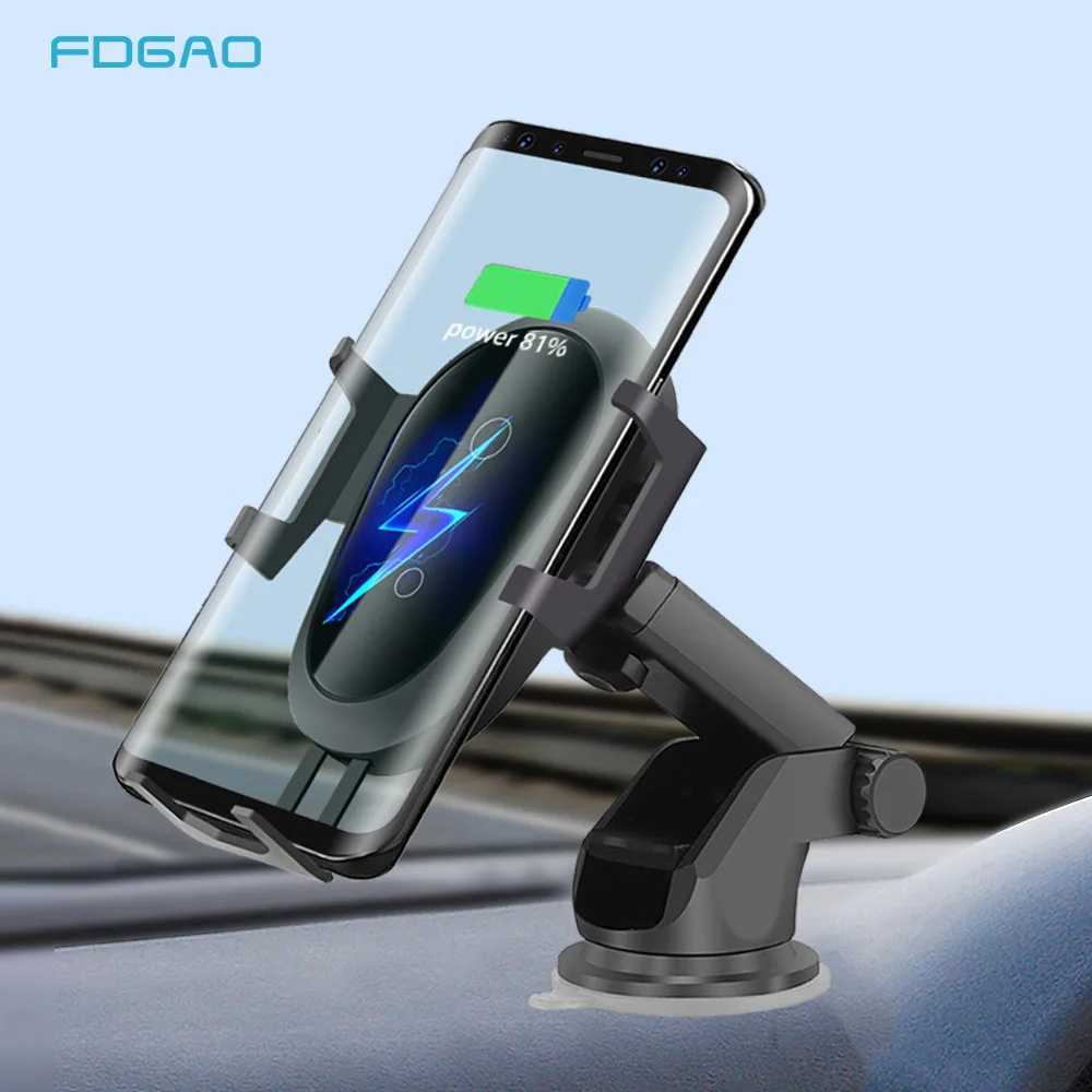 10 W التلقائي سيارة لاسلكية شاحن تشى سريع شحن جبل قاعدة للآيفون XS XR X 8 سامسونج S10 S9 S8 الهواء تنفيس حامل هاتف