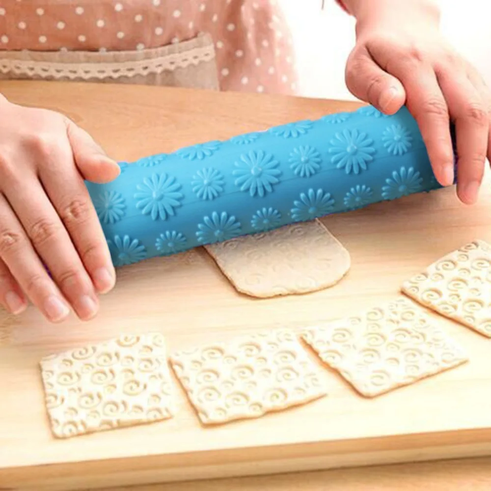 DIY Plastic Patterned Embossing Rolling Pin Fondant Cake DIY Plastic Patterned Embossing Rolling Pin Fondant Cake