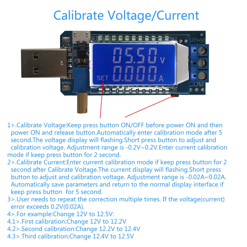 Boost понижающий преобразователь DC-DC при напряжении от 5 В до 3,5 в/9 В/12 V ЖК-дисплей USB Шаг вверх/вниз Питание Модуль Регулируемый Выход DC 1,2 V-24 V