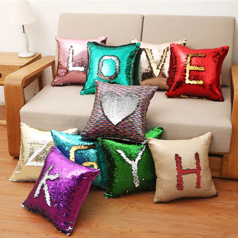 Reversible Sequin Mermaid decorative pillowcase square Sequin Pillow