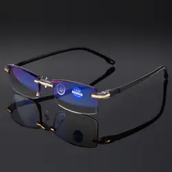 Vazrobe без оправы очки для чтения женщин для мужчин анти синий свет диоптрий мужской Безрамное мода оттенок смолы объектив + 100 150 200 пресбиопии