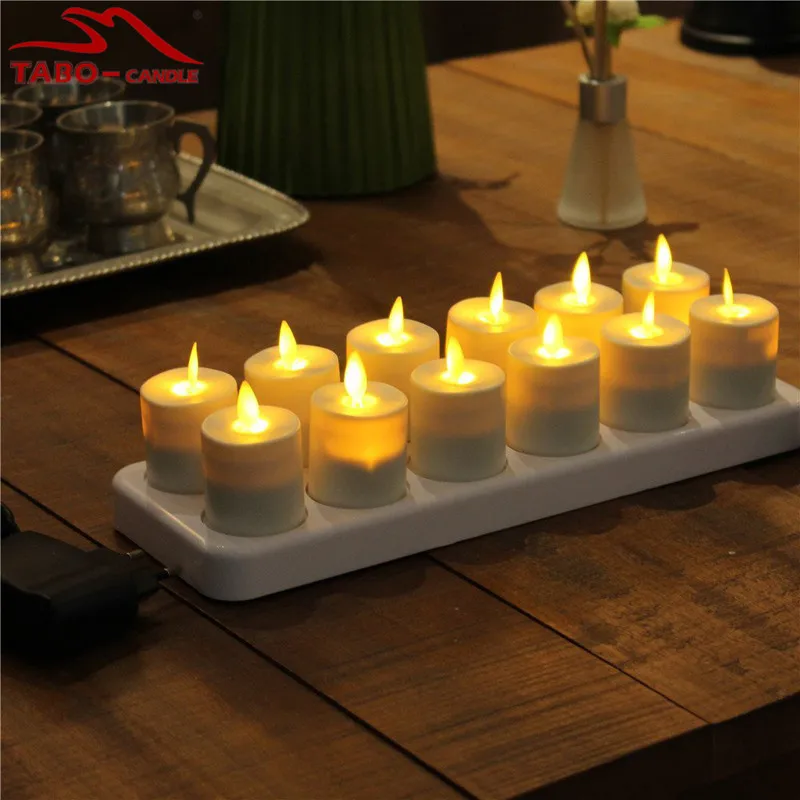 Buy 12 Rechargeable Flameless Moving Wick LED TeaLight