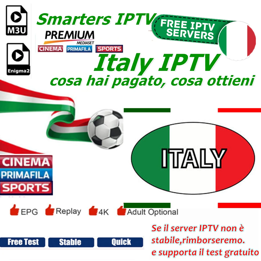 

Smarter IPTV Italia Free for Mediaset Premium Channels Italy IPTV Europe For M3U8 Smart TV Android Enigma2