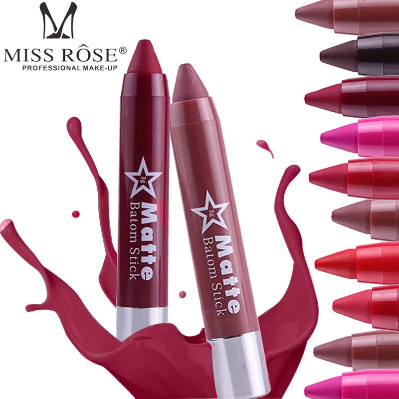 

MISS ROSE Matte Velvet Lipstick Pen Cosmetics Lip Batom Crayon Make Up Long Lasting Waterproof Red Nude Lip Stick Pigment Beauty
