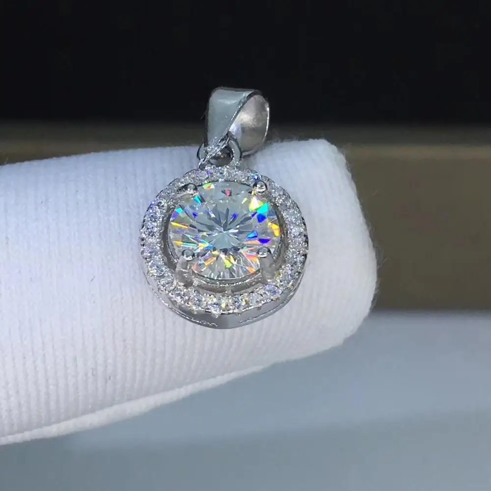 Круглые серебряные подвески из муассанита 1ct D VVS Роскошные подвески из муассанита Weding для женщин