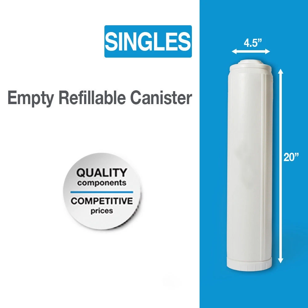

20BB Empty Refillable Cartridge 4.5" x 20" Water Filter Bottle For 20" For Whole House Big Blue Standard Filter Housing