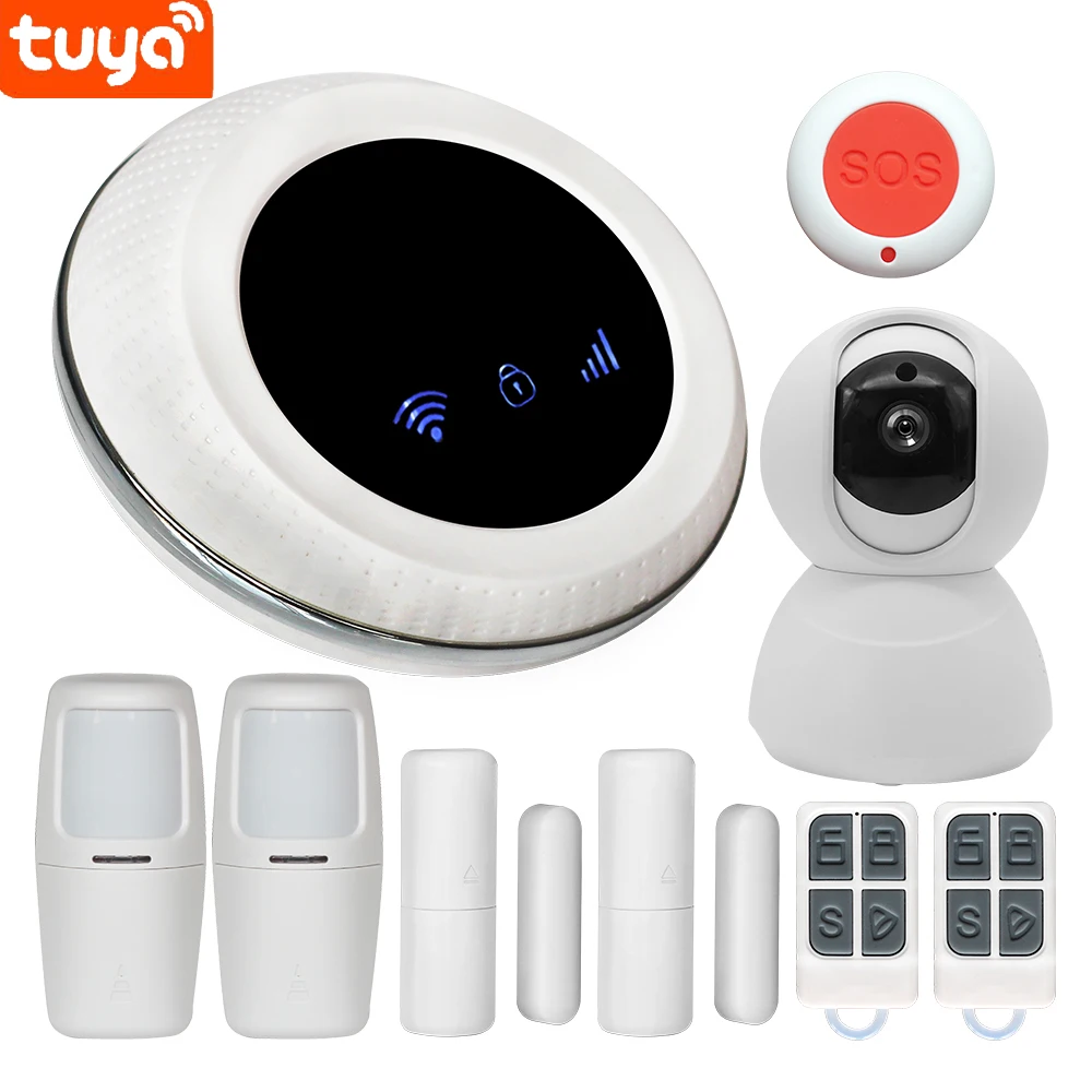 

2019 New Tuya Smart Wifi+GSM Wireless Smart Home Security Alarm System Compatible with Alexa