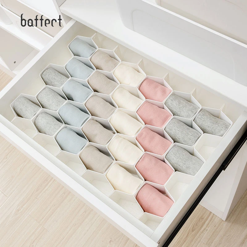 

New Honeycomb Drawer Clapboard Closet Divider Cabinet Cellular Partitions Underwear Organizer Cosmetic Plastic Storage Box