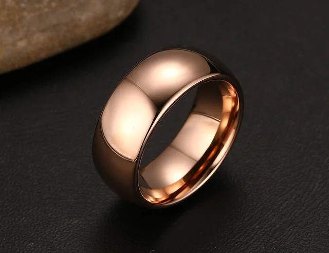 Фото высококачественное кольцо из вольфрамовой стали простое розового цена