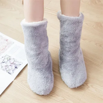 

Zuzuwu Women Men's Slipper Boots Home Socks Thick Fleece Lined Gripper Warm Winter Indoor