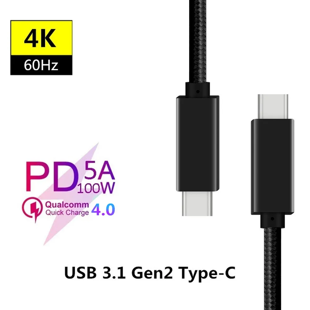 USB 3 1 Type C к кабель Линия передачи данных 5A 100 Вт PD Зарядка 4. 0 для Samsung Note S9 S8 MacBook Pro