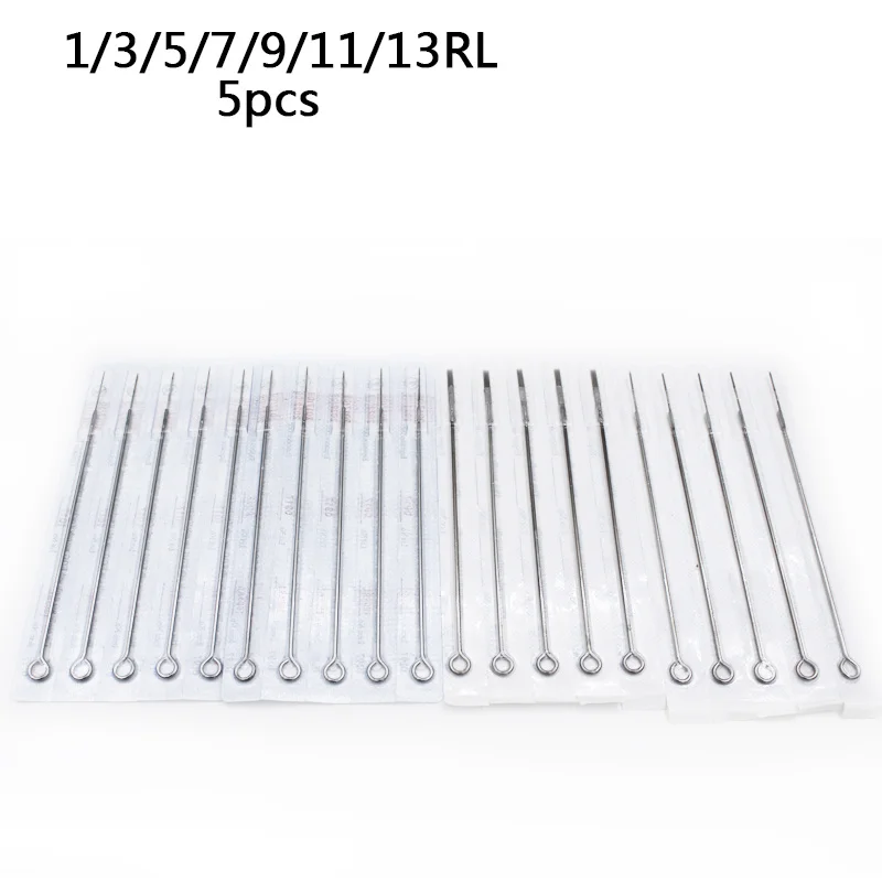 

5pcs Assorted Sterilized Tattoo Needles 3/5/7/9/11/13/15RL Free Shipping Agujas Microblading Naalden Permanent Makeup