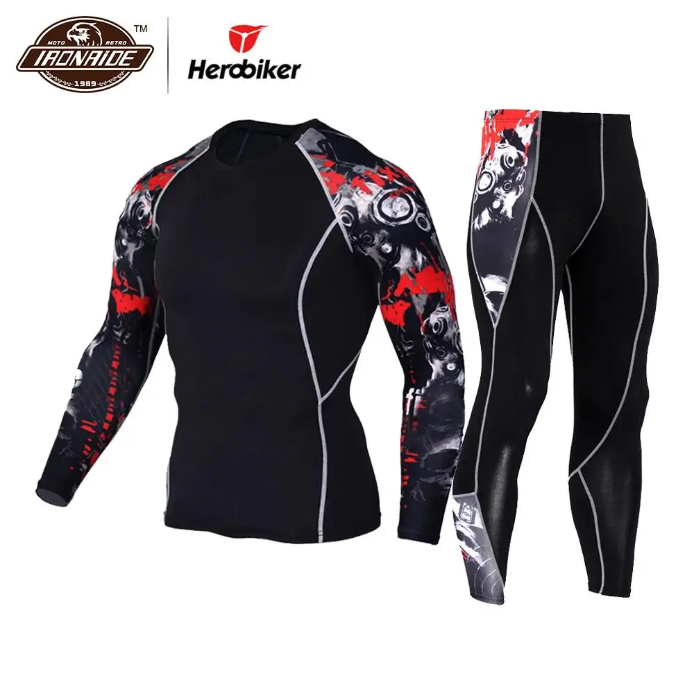 

JACK CORDEE Summer Shirts & Tops Motorcycle Jacket Quick Dry Sport Suit T-shirt Set Breathable Tight Long Tops & Pants for Men