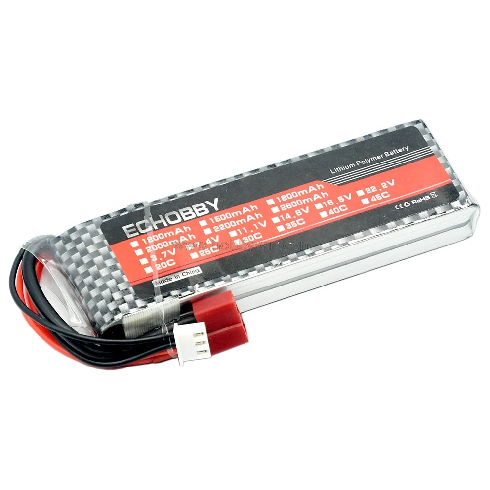 7.4V 2S 1800mAh 30C LiPolymer Battery T plug for FPV Drone RC Model Airplane Helicopter | Игрушки и хобби