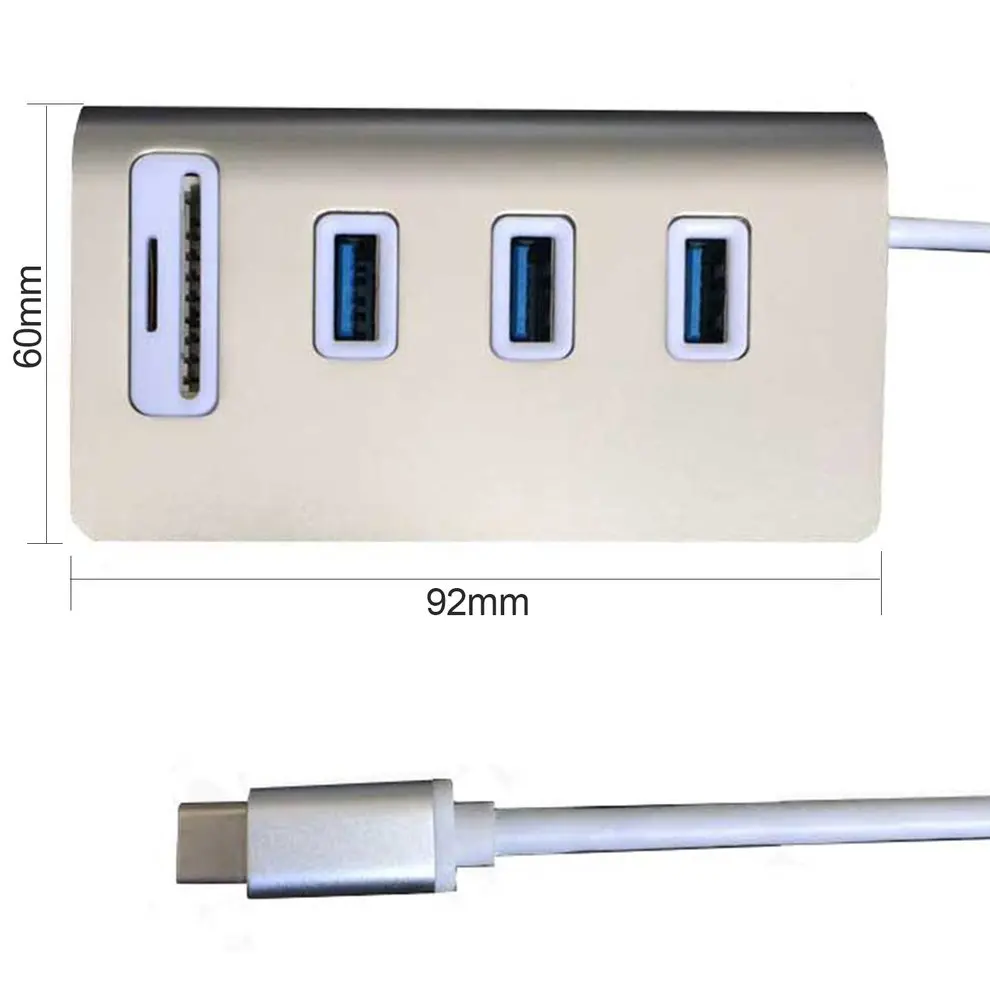 

5pcs Aluminum Alloy USB 3.1 Type C USB 3.0 Card Reader Fast Speed Portable HUB Charger For Laptop Computer Hot Swap Extender