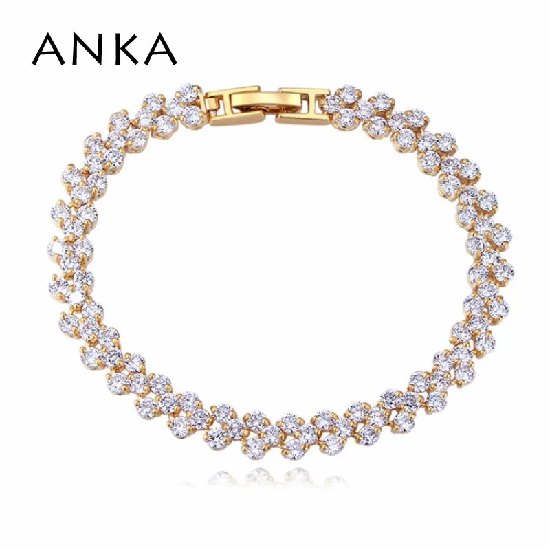 

ANKA fashion gold color roman chain bracelet for women luxury AAA cubic zircon inlay charm bracelet bride wedding jewelry 25960