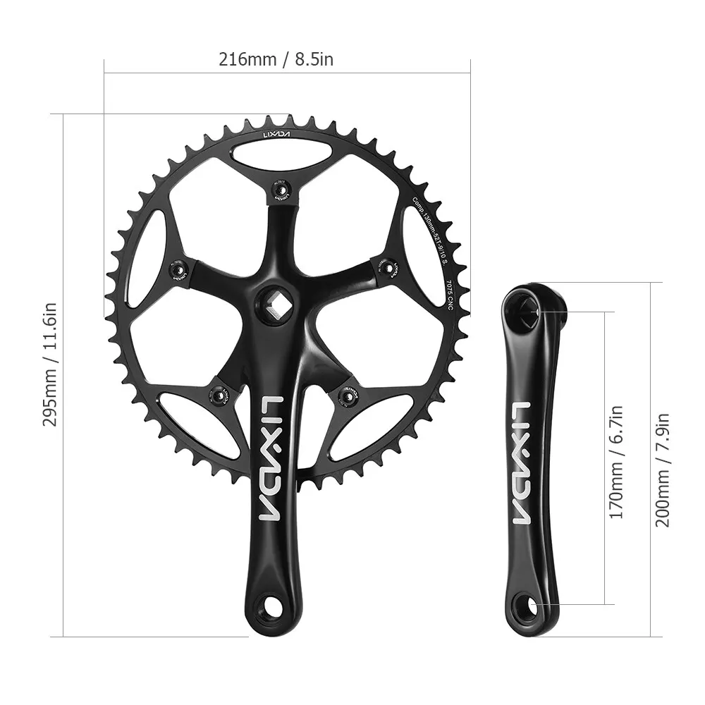 Lixada 52 зубы 9/10 горный MTB велосипед гоночная дорожка коленчатый набор Полый зуб