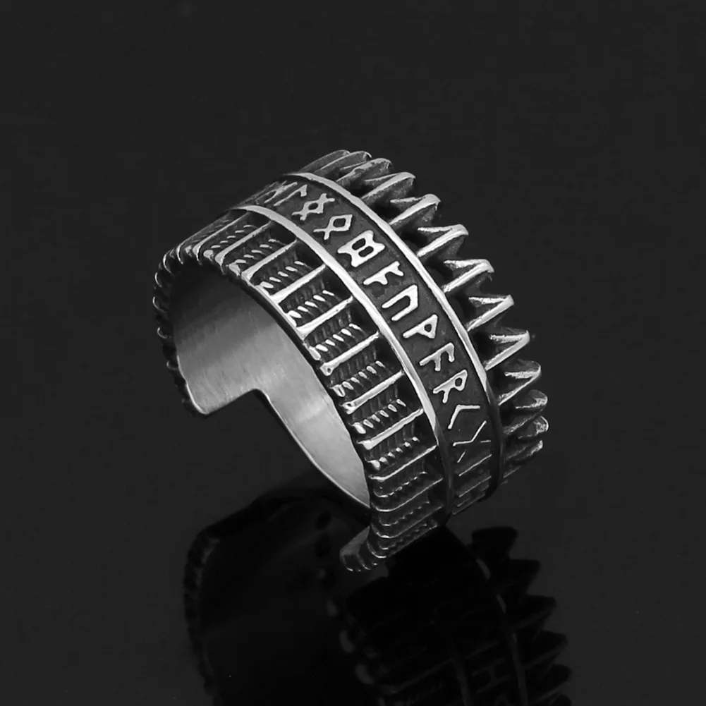

Nordic Viking 316L stainless steel amulet rune ring With gift bag