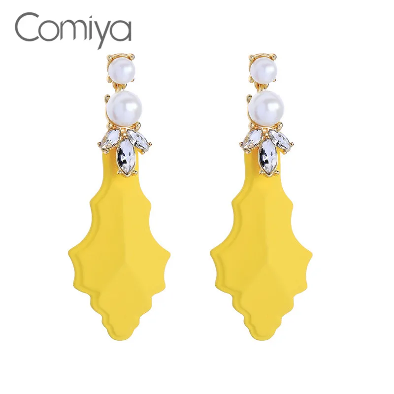 Comiya модные Висячие серьги для женщин акриловая подвеска с жемчужиной цветок