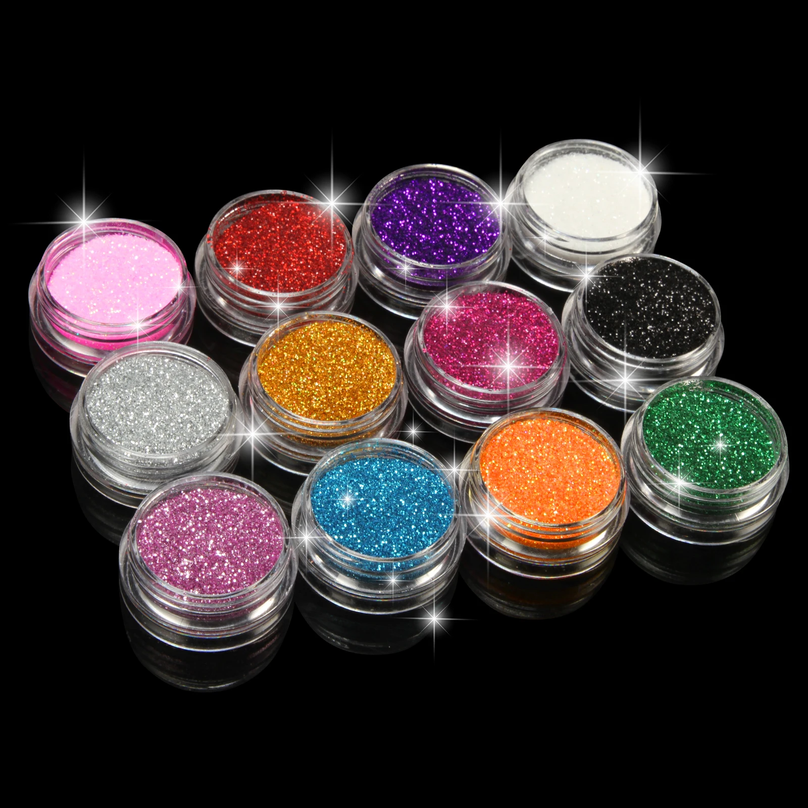 

12 PCS MIX COLOR GLITTER DUST POWDER SET for Nail Art ACRYLIC TIPS DECORATION