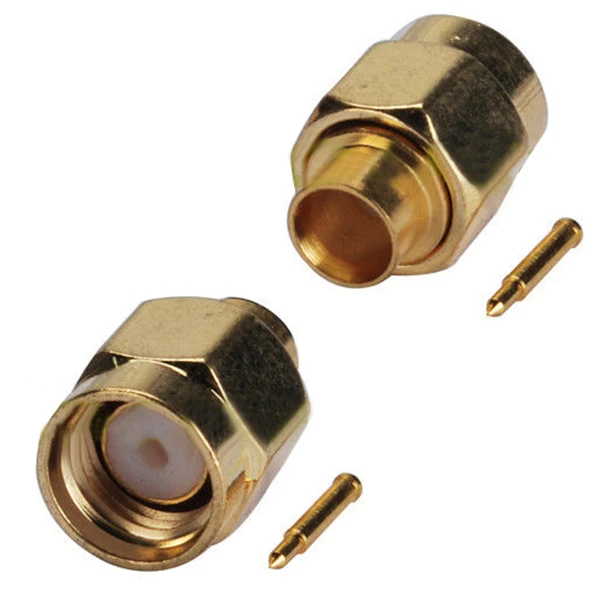 10x Gold SMA Male Plug Solder RF Straight Connectors for RG405 semi-rigid cable 