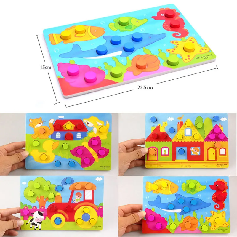 

Baby Kids Wooden Children Educational Tool Cartoon Puzzle Board Infant Child Learning Accessory