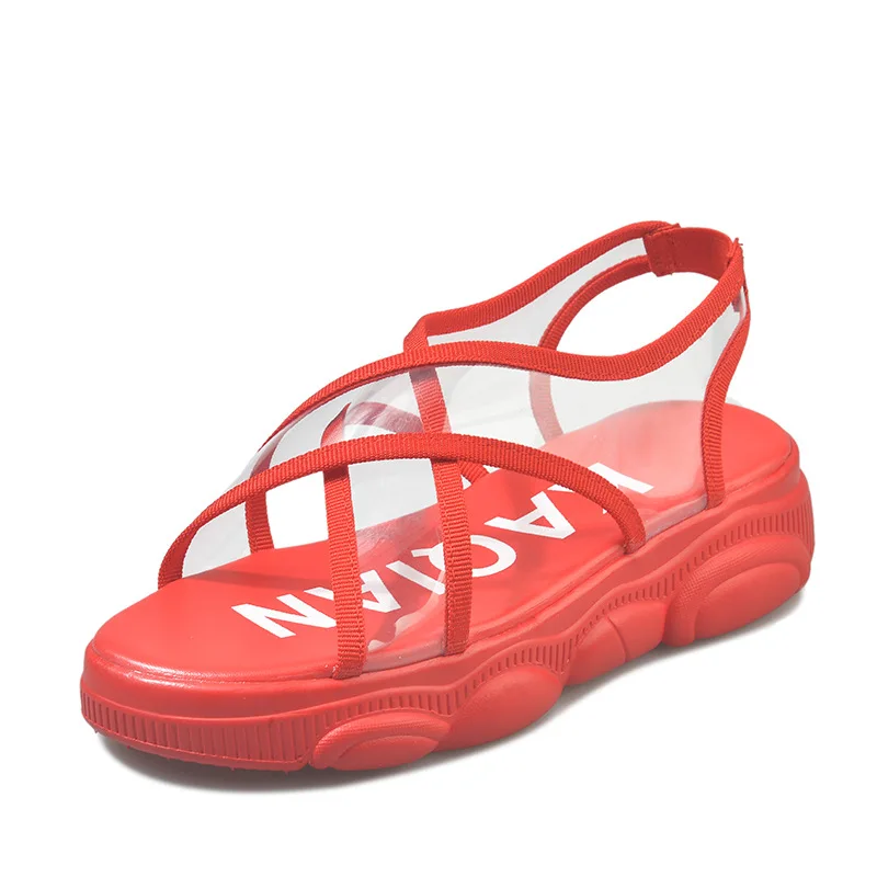 2019 Jelly Shoes Female Sandalias Plataformas Yellow Sandale Peep Toe Chunky Sandals for Women Femme Platform Sandalia Feminina