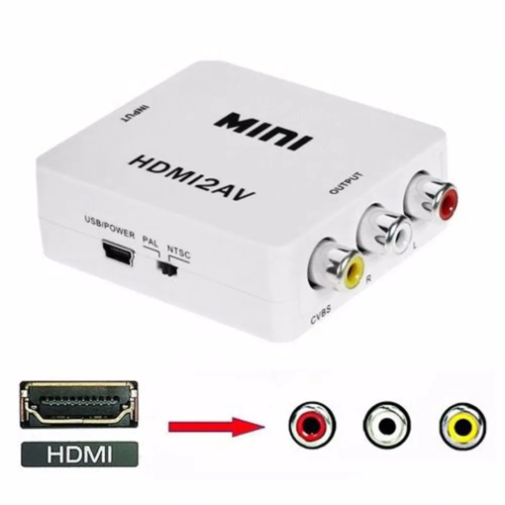 High Quality Mini HDMI to Mini Composite CVBS RCA AV Video Converter Adapter Box Old TV 1080p