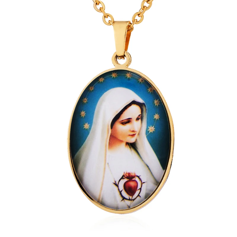 Кулон «Гваделупа» в стиле католической леди, ожерелье Девы Марии, Священное Сердце, Религиозное искусство, винтажное женское и мужское титановое стальное ювелирное изделие