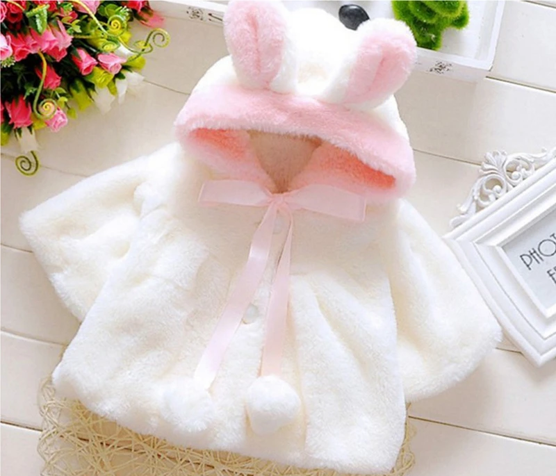 Пальто для маленьких девочек, куртка, Детская верхняя одежда, весенние пальто с капюшоном, куртка, милое розовое детское пальто с кроликом, детская теплая одежда для девочек