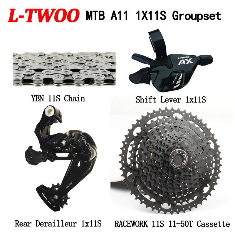 LTWOO AT11 набор для горного велосипеда 11 скоростей переключения скоростей+ задний переключатель передач+ RACEWORk 11-50TCassette+ YBN 11 S Chain Набор из 4 предметов Eagle M8000