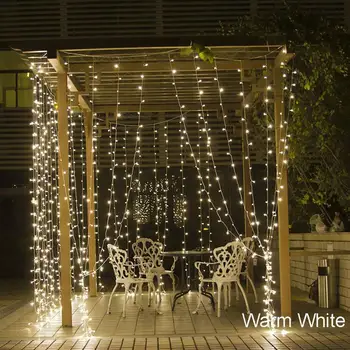 

3Mx3M 300 LED Copper Curtain String Light airy Icicle LED Christmas Garland Wedding Party Patio Window Outdoor Light Decoration